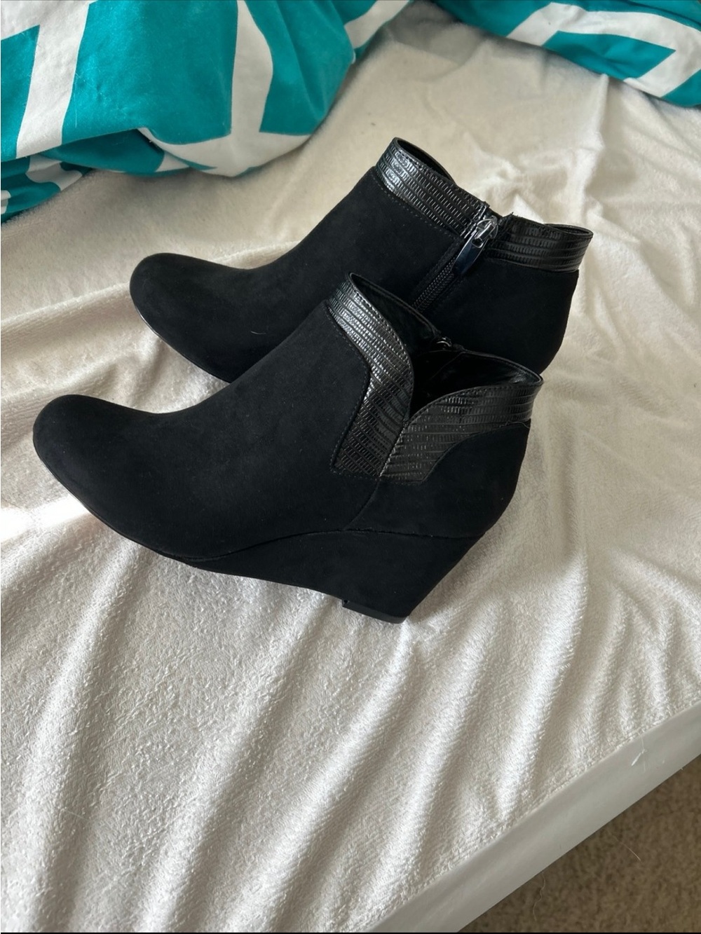 Xappeal Black Wedge Ankle Booties
